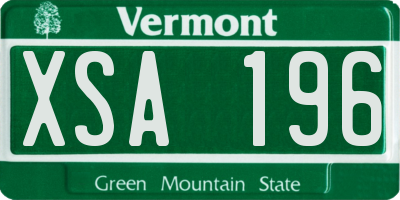 VT license plate XSA196