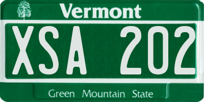 VT license plate XSA202