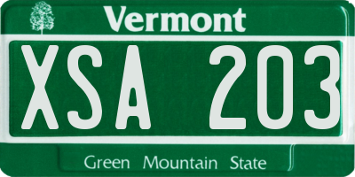 VT license plate XSA203