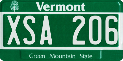 VT license plate XSA206