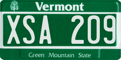 VT license plate XSA209