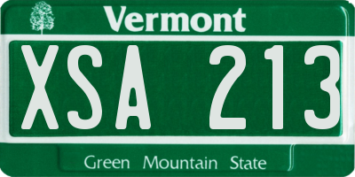 VT license plate XSA213