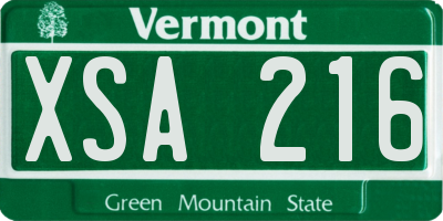 VT license plate XSA216