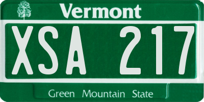 VT license plate XSA217