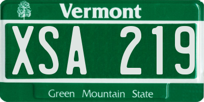 VT license plate XSA219