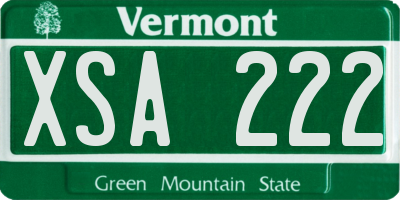 VT license plate XSA222