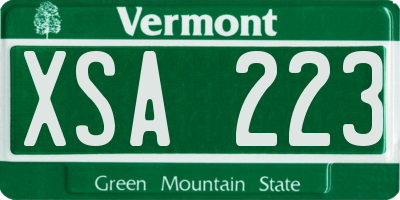 VT license plate XSA223