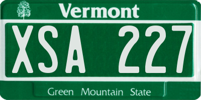 VT license plate XSA227