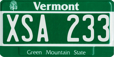 VT license plate XSA233