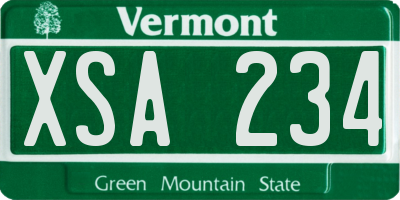 VT license plate XSA234