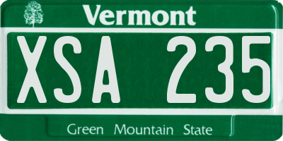 VT license plate XSA235