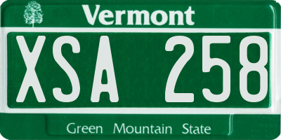 VT license plate XSA258