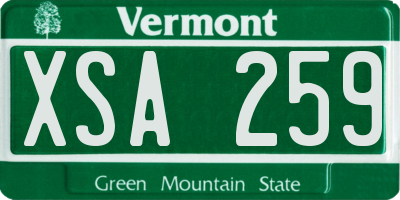 VT license plate XSA259