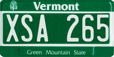 VT license plate XSA265