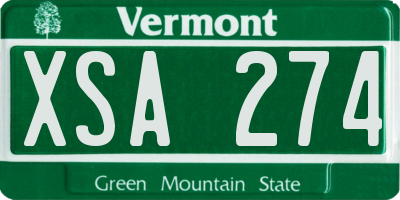 VT license plate XSA274