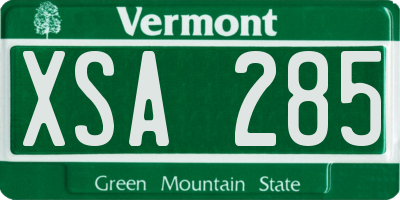 VT license plate XSA285