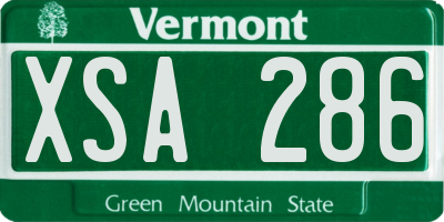 VT license plate XSA286