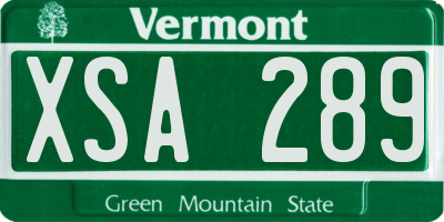 VT license plate XSA289