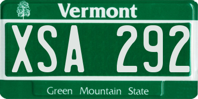 VT license plate XSA292