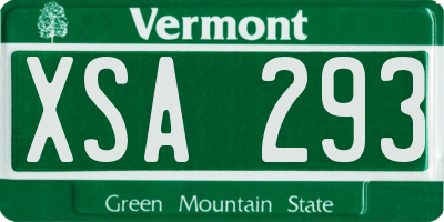 VT license plate XSA293