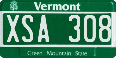 VT license plate XSA308