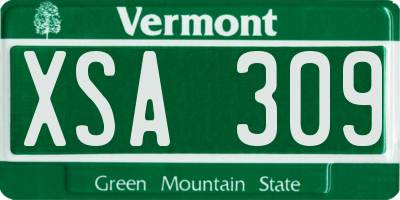 VT license plate XSA309