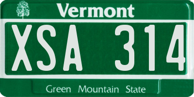 VT license plate XSA314