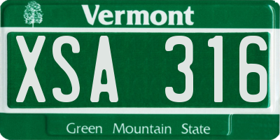 VT license plate XSA316