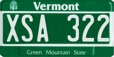 VT license plate XSA322