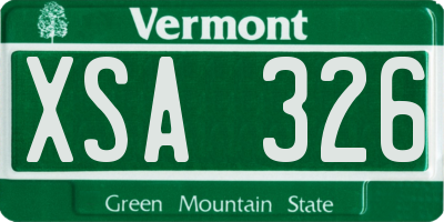 VT license plate XSA326