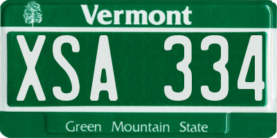 VT license plate XSA334