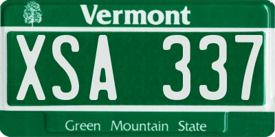 VT license plate XSA337