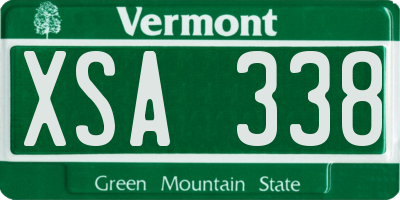 VT license plate XSA338