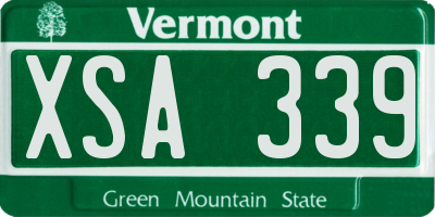 VT license plate XSA339