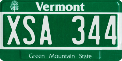 VT license plate XSA344