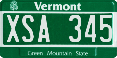 VT license plate XSA345