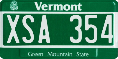 VT license plate XSA354