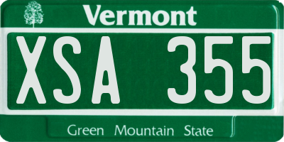 VT license plate XSA355
