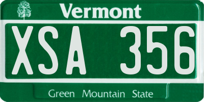 VT license plate XSA356
