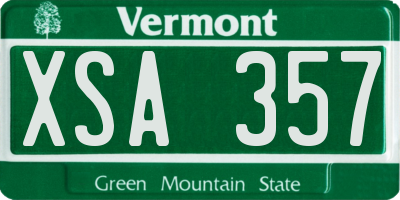 VT license plate XSA357