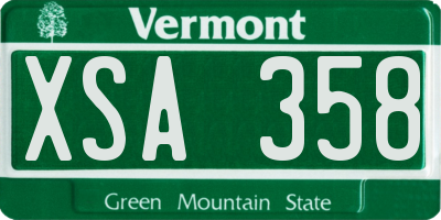 VT license plate XSA358