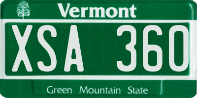 VT license plate XSA360