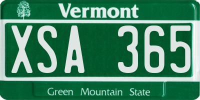 VT license plate XSA365