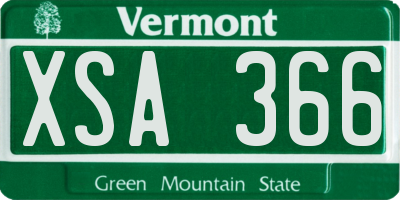 VT license plate XSA366