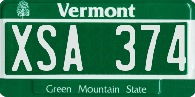 VT license plate XSA374