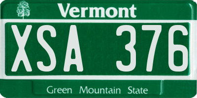 VT license plate XSA376