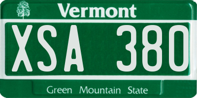 VT license plate XSA380