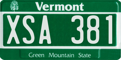VT license plate XSA381