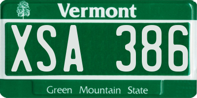 VT license plate XSA386