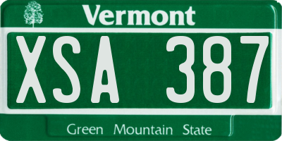 VT license plate XSA387